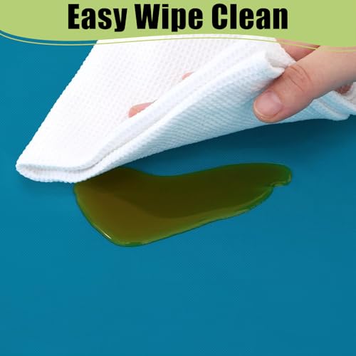 Image of Smiry Disposable Table Cloth - 15 Pack, 54 x 108 Inch Waterproof Rectangle Tablecloths for Parties, Decorative Plastic Table Cover, Leakproof & Sturdy, Aqua