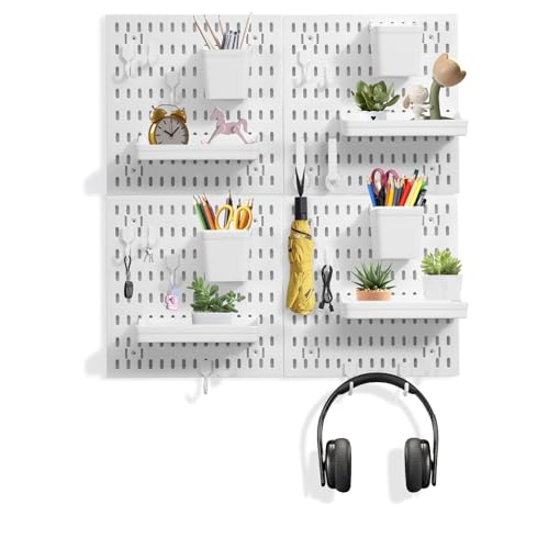 Dualshine Premium Pegboard Combination Kit, White Pegboard Wall Organizer with
