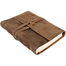 Leather Drawing Journal Daily Travel Diary, Antique Handmade Vintage Bound Rustic Writing Notebook, Genuine Leather Lined Ivory Paper, Art Sketchbook, 6X9 inch-Brown
