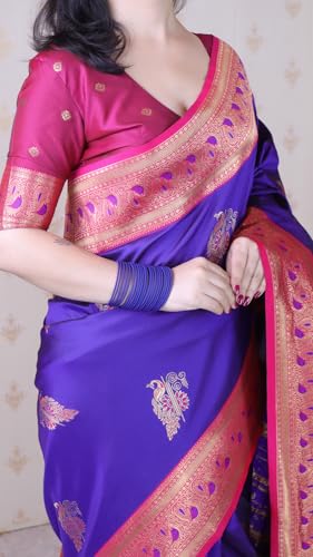 Image of SGF11 Women's Kanjivaram Pure Soft Silk Saree With Blouse Piece