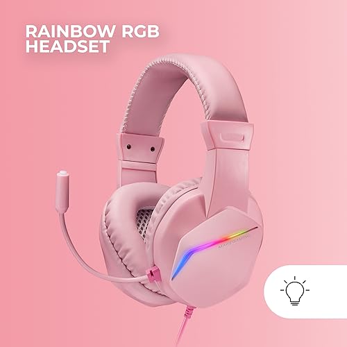 MCP-RGB3, Pack Gaming Tastiera RGB + Mouse 3200 DPI + Cuffie Over-Ear + Tappetino XXL, Rosa, Lingua Portoghese - Tastiera gaming - Immagine 5