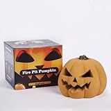 heyfurni Ceramic Fireproof Fire Pit Pumpkin Log for Bonfire, Campfire, Fireplace, Firepit | Halloween Decor | for Propane, Gel, Ethanol, or Wood Fires Indoor, Outdoor | 7 Inch