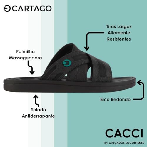 Chinelo Masculino Slide Cartago Alabama Cor:Preto;Tamanho:37/38