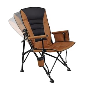Outdoor Folding Camping Chair Heavy Duty Adjustable High Back Collapsible Padded Chair with Storage Bag for Outside Camping Activities, Brown
