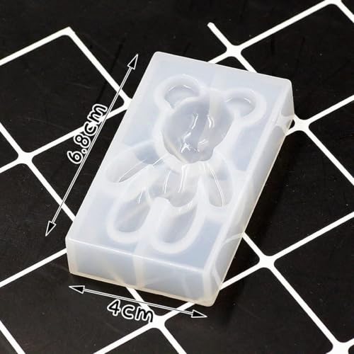 YODOOLTLY Lot de 4 moules 3D en silicone pour pendentifs en forme d'ours en peluche - Pour fabrication de bijoux - Pour moulage de résine époxy - Bricolage – vue 3