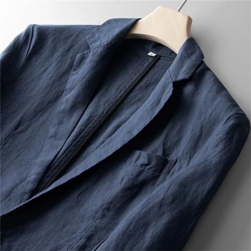 Men Linen Daily Casual Blazer Big Pockets Single Buttons Solid Jackets Breathable Simple Coat3