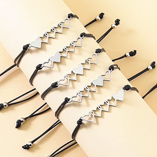 Mother Daughter Bracelets Set for 2/3/4 Mommy and Me Heart Matching Wish Bracelets Christmas Birthday Gifts for Mommy Daughter2