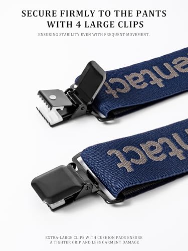 Image of Men's Industrial Strength Suspenders 2-Inch Wide X-Back Heavy Duty Braces Strong Metal Clips, Elastic Adjustable