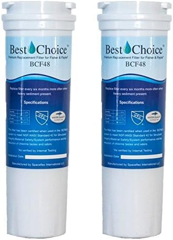 Best Choice Filtro de agua BCF48 compatible con Fisher & Paykel 836848 Cartucho de repuesto para refrigerador E402B, E442B, E522B, RF90A180DU,