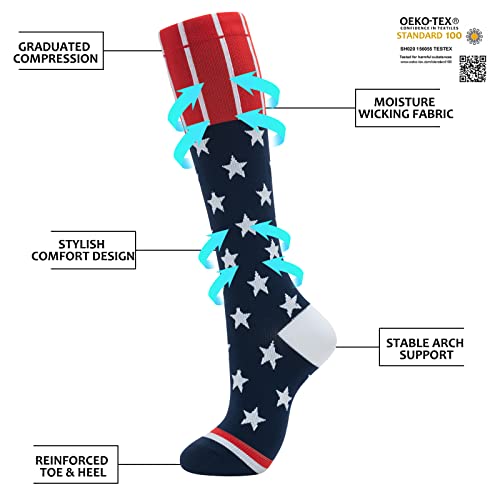 fenglaoda Meias de compressão para mulheres e homens, 20-30 mmHg meias de circulação de suporte de c