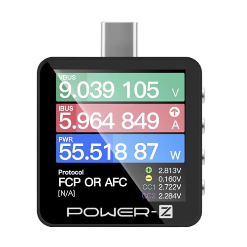 USB C Power Meter USB C Tester, USB Multimeter 0-50V 0-6A PD3.1 QC5.0 High Precision Two-Way Measurement Voltage Current Capacity Voltmeter Ammeter Digital Tester for Chargers Power Bank Cable