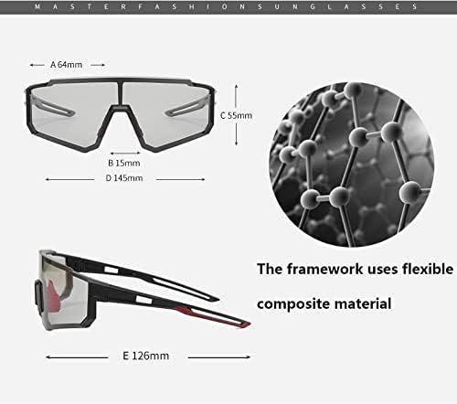 ESTOVE Photochromic Sports Sunglasses Protection Cycling Glasses Full Frame Cycling Sunglasses Frame Riding Ski Goggles Eyewear for Outdoor Sport Cycling Running Climbing Fishing Golf - Image 4