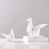 Taotenish Handcrafted Ceramic Origami Crane Statue - White Small Figurine for Home Office Decor & Gifts