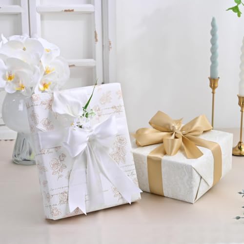 Image of Double Face Satin Ribbon 1-1 /2 inch X 50 Yards Polyester Off White Ribbon for Gift Wrapping Very Suitable for Weddings Party Invitation Decorations and More
