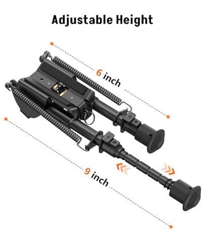 MidTen Rifle Bipod 6-9 Inches, Lightweight Tactical Shooting Sling Stud Bipod, Heavy Duty Non-Slip Feet for Hunting, Aluminum