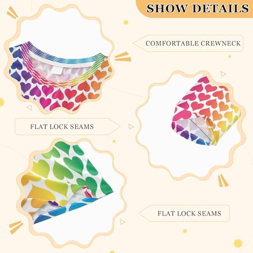 Boys Rash Guard Swim Shirt Long Sleeve UPF+ 50 Sun Shirts Quick Dry Shirt Rainbow Love Hearts for Toddler Kids3