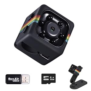 Bextgoo Mini Kamera, Überwachungskamera Ohne WLAN, 1080P Kleine Kamera mit 32GB Speicherkarte, Nachtsicht, Drehbare Halterung, für Innen- und Außensicherheit(Schwarz)