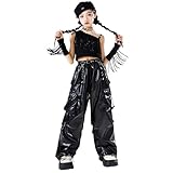 [TAPOLE] 女の子 ダンス衣装 キッズ スカート ガールズ スパンコール セットアップ へそ出し キラキラ スパンコール ヒップホップ ステージ衣装 ダンスウェア 女の子ジャズダンス ダンス チアダンス服 ステージ衣装 ダンスウェア