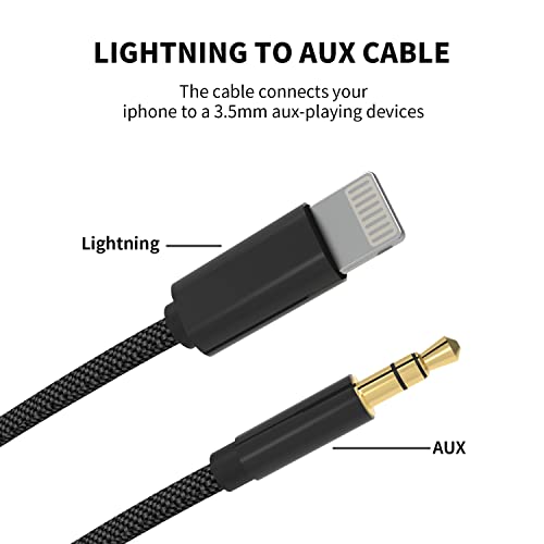 Image of Aux Cord for iPhone, [Apple Mfi Certified] iPhone Headphones Jack iPhone to car 3.5mm Stereo Cord, Lightning to aux Adapter Compatible with iPhone 14 /14Pro /13 /13 Pro /13 Pro Max /12