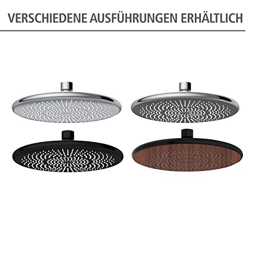 WENKO Wasserspar Regenduschkopf Watersaving, Kopfbrause mit Wasserspar-System, ABS, Chrom/Grau, rund, Ø 22,5 cm