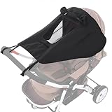 Pram Sun Shade,Pushchair Sun Shade,Universal Baby Stroller Sunshade Canopy with Skylight/Viewing Window - Portable UV Protection & Water-Resistant Cover for Pushchairs/Prams (Black)