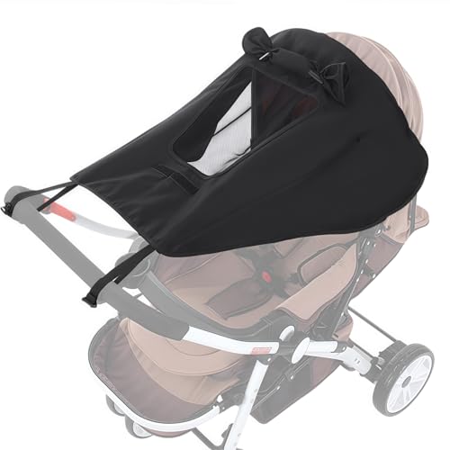 Pram Sun Shade Pushchair Sun Shade Universal Baby Stroller Sunshade Canopy with Skylight/Viewing Window - Portable UV Protection & Water-Resistant Cover for Pushchairs/Prams