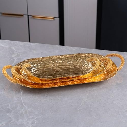 Plateau de table basse en fer forgé dore pour decoration moderne - 7