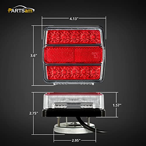Image of Partsam Magnetic Trailer Lights Led Towing Kit Stop Turn Signals Tail Rear Brake Indicator License Plate Lamps Assembly 2x Red 26LEDs Pure Copper Wire 25ft Cable with 7 Pin Plug IP67 Waterproof 12V