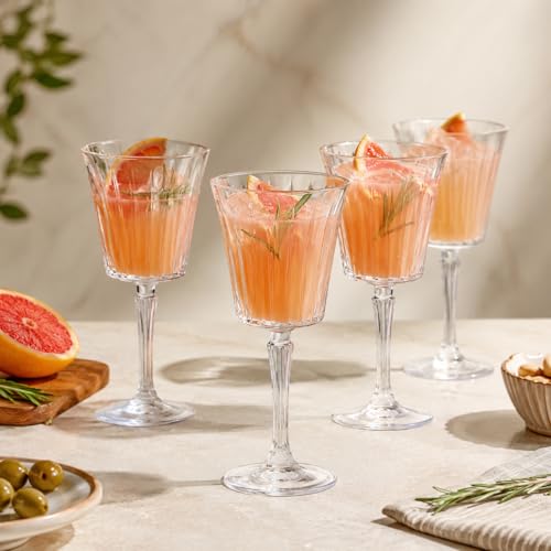 Image of bellemax 250ml Premium Long Stem Wine Glasses, Crystal Clear Glass Wine Goblets for Red Wine, White Wine, Champagne, Cocktail, Party, Home, Bar & Restaurant Use (Set of 6)