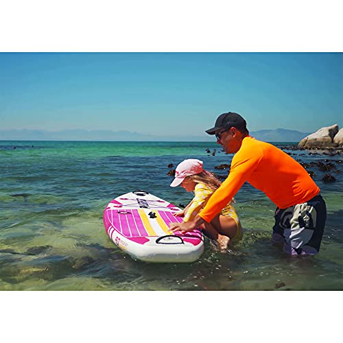 Thurso Surf Prodigy Junior Kids Inflatable Sup Stand Up Paddle Board 7'6 X 30'' X 4'' Two Layer Includes Adjustable Carbon Shaft Paddle/3 Fins/Leash/Duffle Bag/No Pump Included (Magenta) #TOP2
