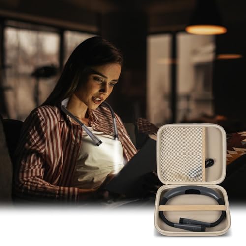 Image of GWCASE Hard Carrying Case for Glocusent for Vekkia LED Neck Reading Lights | Shock-Resistant EVA Shell, Mesh Pocket for Cable, Keep Small Gear Neat for Bedtime Reading, Crochet, Travel, Khaki, Box Only
