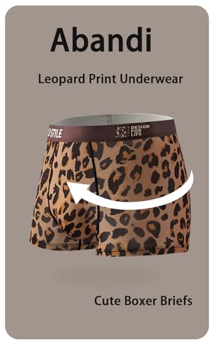 Mens Boxer Briefs Leopard Print Underwear for Men, Breathable Ice Silk Boxers with Pouch, Cute Funny Gifts for Him2