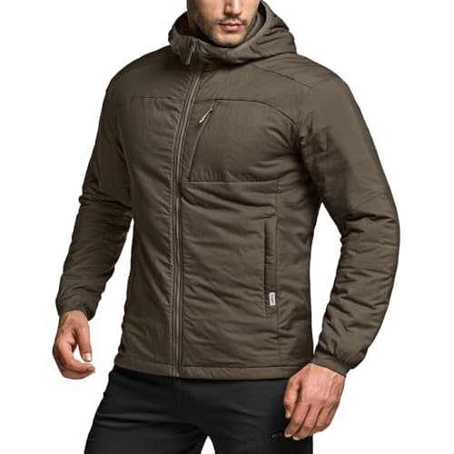 CQR Men’s Lightweight Insulated Jacket, Windproof Packable Water Resistant Warm Active Coat for Hiking Work Outdoor Tactical