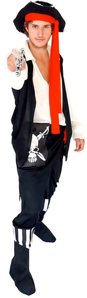 kostium piracki przebranie karnawał Halloween Korsarz mórz Karaiby czarny kolor dorośli człowiek chłopiec jeden rozmiar Pomysł na prezent na Boże Narodzenie i urodziny