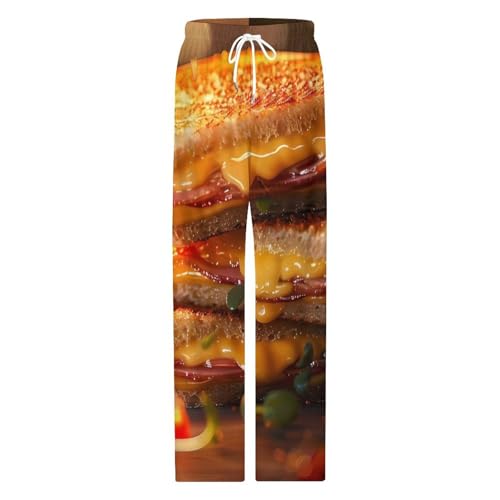 Grilled Cheese Sandwich Mens Pajama Pants Print Lounge Pant PJ Bottoms Sleepwear Loungewear4