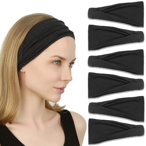 Lot de 6 bandeaux pour femme IVARYSS extensibles et noirs pour cheveux
