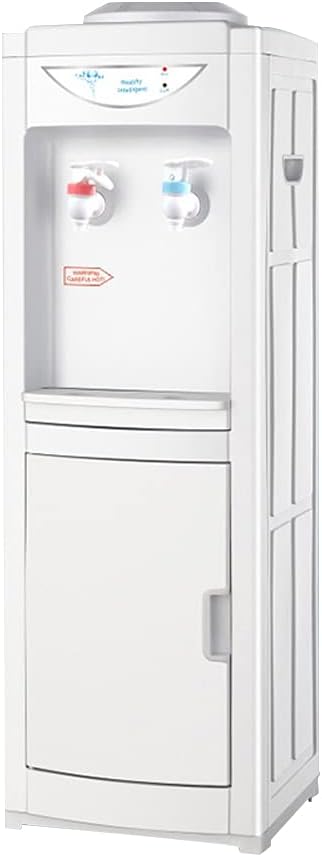 Water Dispenser, 5 Gallon Top Loading Water Cooler, Plastic Water Cooler Dispenser w/Child Safety Lock & Cabinet, White