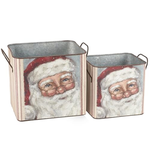 Primitives-by-Kathy-Merry-Santa-Bin-Set-of-2 Primitives by Kathy Merry Santa Bin Set of 2