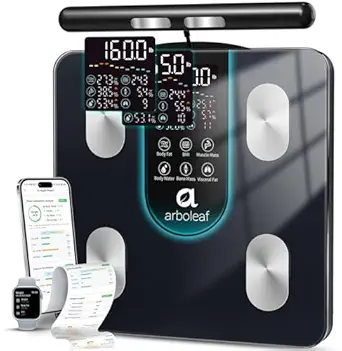 Arboleaf Smart Scale for Body Weight, 8-Electrode Dual-Frequency BIA Bathroom Scale with 7-in-1 Display for BMI, Body Fat, Muscle Mass, and More