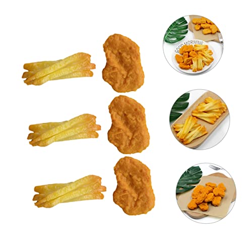 Milisten Gefälschtes Hühnchen Nuggets Und Pommes Frites Lebensmittelmodell Aus Geruchsneutralem PVC Realistische Fast Food Dekoration Für Kinder Und Küchen Display 6 Stück