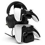Sculpy Suporte de Mesa Compatível com 2 Controles de PS5 Playstation 5 e Headset Headphone Gamer