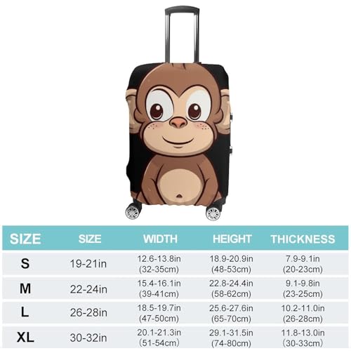 Cartoon Brown Monkey Printed Luggage Cover Protector, Fits 18-32 Inch Luggage2
