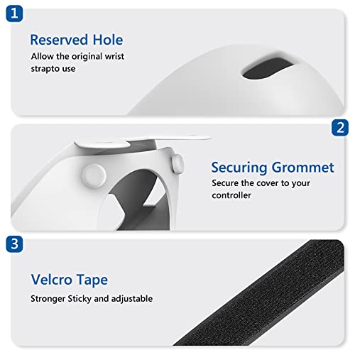 eekria Touch Controller Grip Cover kompatibel mit Mate / Oculus Quest 2, VR Anti-Throw-Griff Silikonhülle mit verstellbarer Handschlaufe, Controller-Kappen (weiß) - Image 6