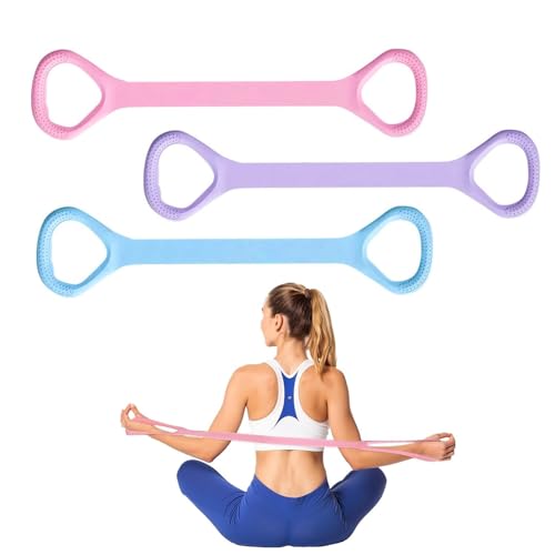 3 PCS 45cm Muskeltraining Extender Widerstandsbänder, Fitnessbänder für Gymnastik Yoga Pilates Heimtraining, Armtrainer Resistance Bands für Rücken Schultern Muskelaufbau, in Pink, Lila, Blau