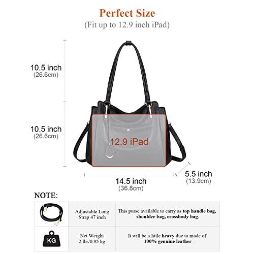 Over Earth Genuine Leather Shoulder Tote Bag For Women Soft Hobo Womens Purses And Handbags(O191E Black) #TOP4