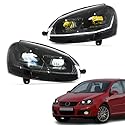 Archaic Scheinwerfer kompatibel mit Volkswagen Golf 5 MK5 2003–2009 & Jetta 1k2 2005-2010, Frontlichter mit Animation DRL,Mit E-Prüfzeichen,Nur kompatibel mit Halogen-Version