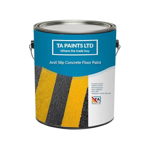 T A Paints Ltd Non Slip Floor Paint Multi Concrete Garage Steps Factory Floor Brick Stone Wood Metal Floors Packing may vary (2.5L Yellow BS 08 E 51)