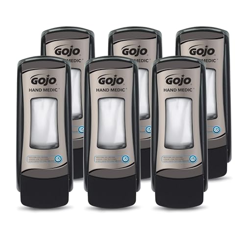 Image of GOJO ADX-7 Push-Style Dispenser, Chrome /Black, for 685 mL GOJO ADX-7 Hand Medic Skin Condition Refills (Pack of 6) - 8782-06