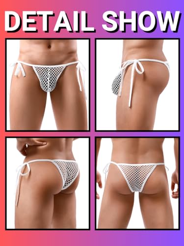 Kaei&Shi Mens Thongs Underwear Sexy,Male Mesh Fishnet Panties,Self Tie Underwear Lingerie3
