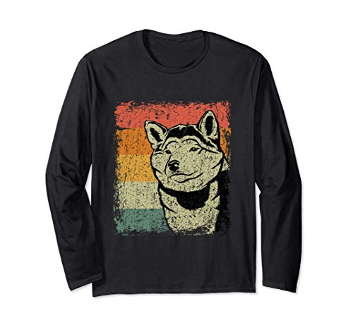 Retro Japonés Shiba Perro Regalo Vintage Shiba Inu Manga Larga